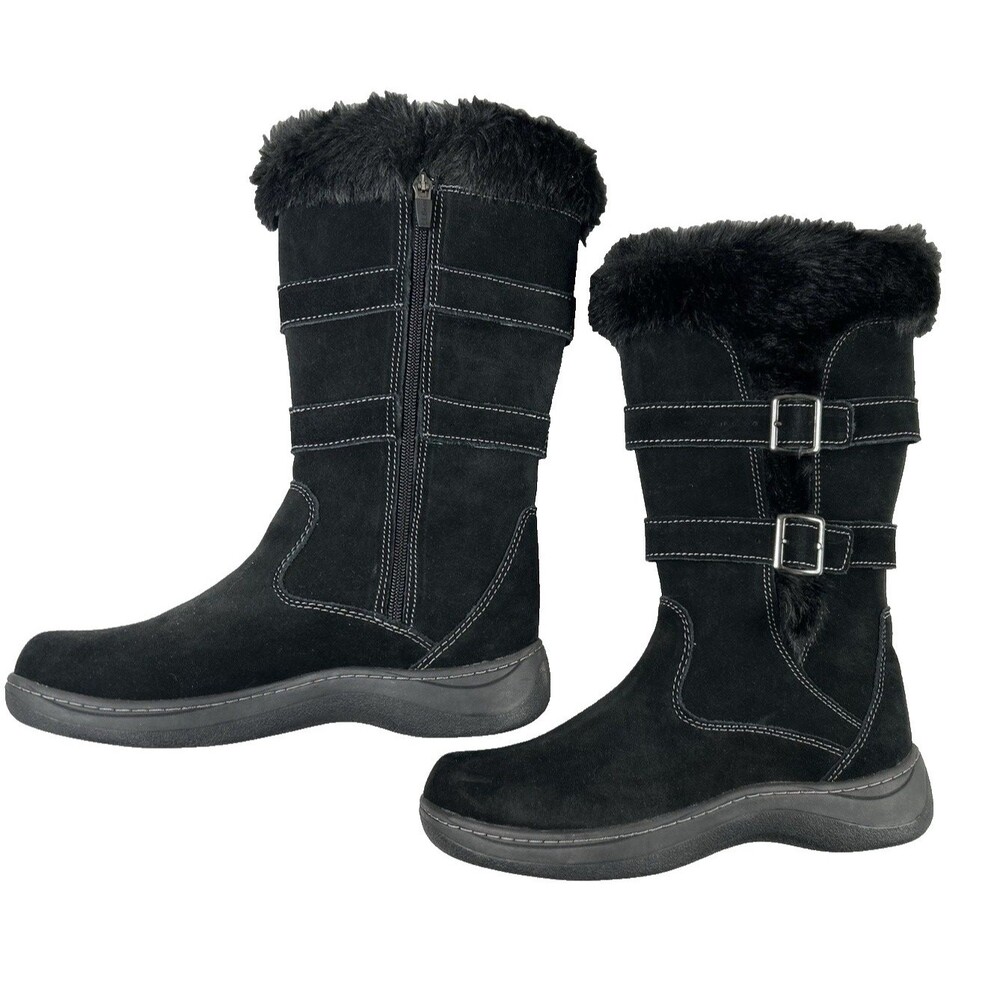 LL Bean Boots Women's Size 8M Black Nordic Waterproof Tek PrimaLoft Zip Suede
